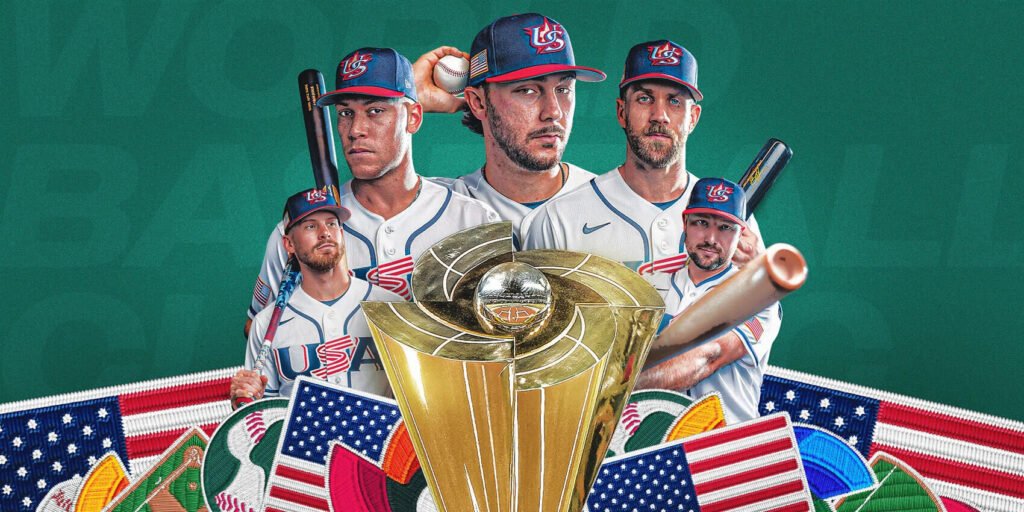 USA Baseball WBC 2026 live updates, USA vs Great Britain baseball score, Aaron Judge home run Brazil highlights, Brice Turang breakout WBC performance, Team USA Baseball roster 2026, World Baseball Classic standings Pool B, Logan Webb Giants WBC win